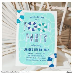 Tropical Birthday Pool Party Invitation