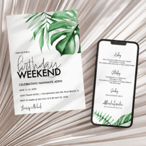 Tropical Birthday Weekend Invitation + Itinerary