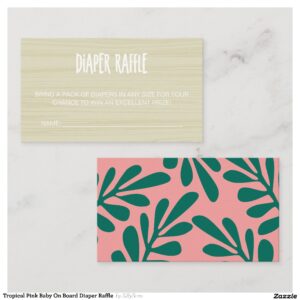 Tropical Pink Baby On Board Diaper Raffle Enclosure Card