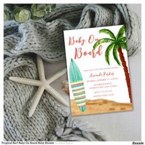 Tropical Surf Baby On Board Baby Shower Invitation