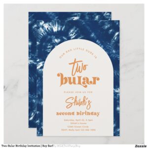 Two-Bular Birthday Invitation Boy Surf
