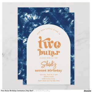 Two-Bular Birthday Invitation Boy Surf