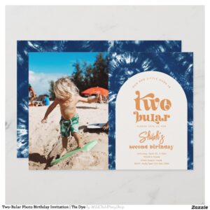Two-Bular Photo Birthday Invitation Tie Dye
