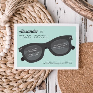 Two Cool Summer Sunnies Birthday Party Invite