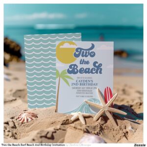Two the Beach Surf Beach 2nd Birthday Invitation