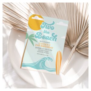 Two the Beach Surf Beach 2nd Birthday Invitation