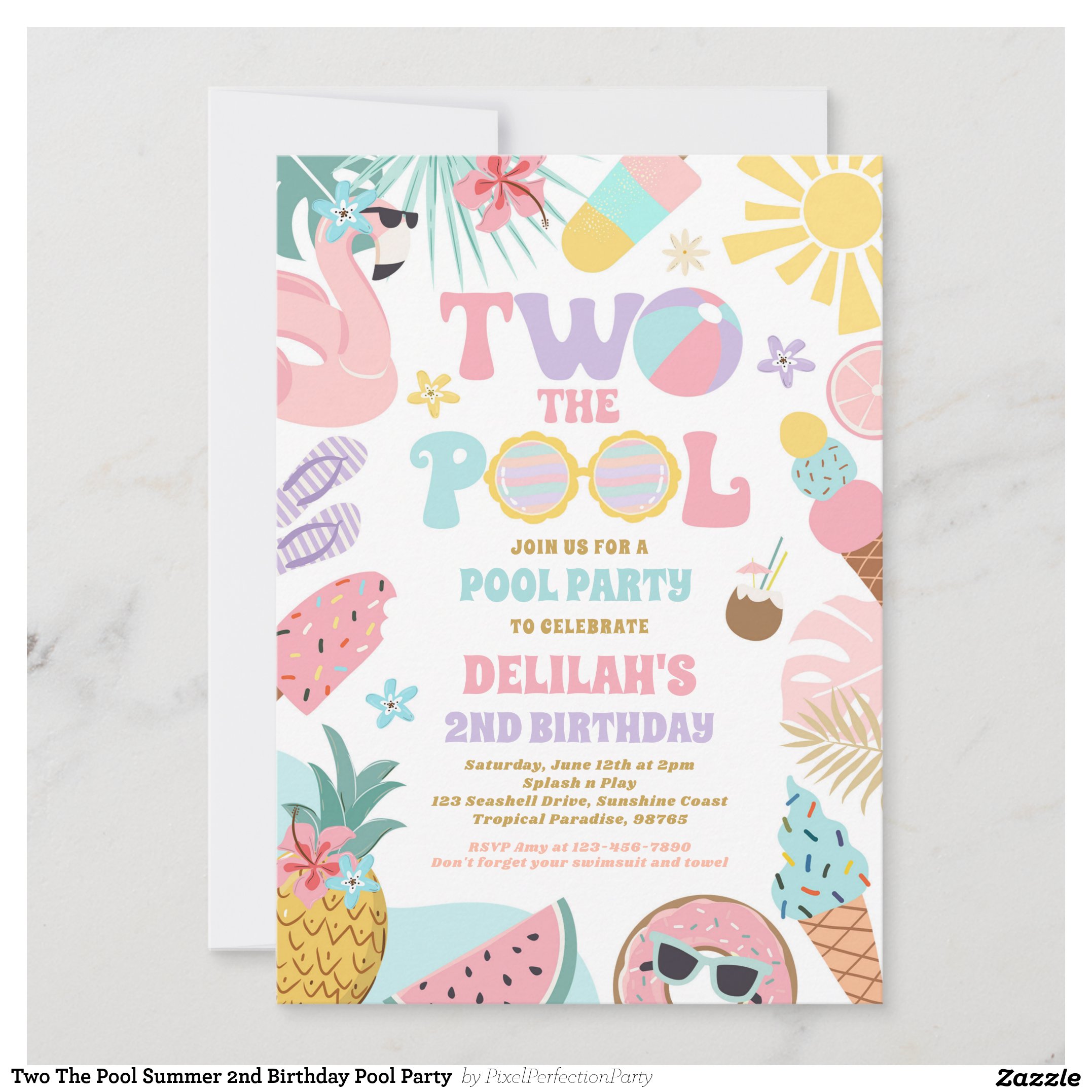 Two The Pool Summer 2nd Birthday Pool Party Invitation