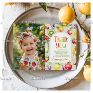Two-tti frutti birthday photo thank you card