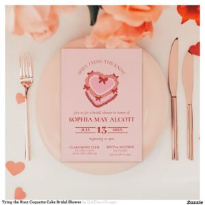 Tying the Knot Coquette Cake Bridal Shower Invitation