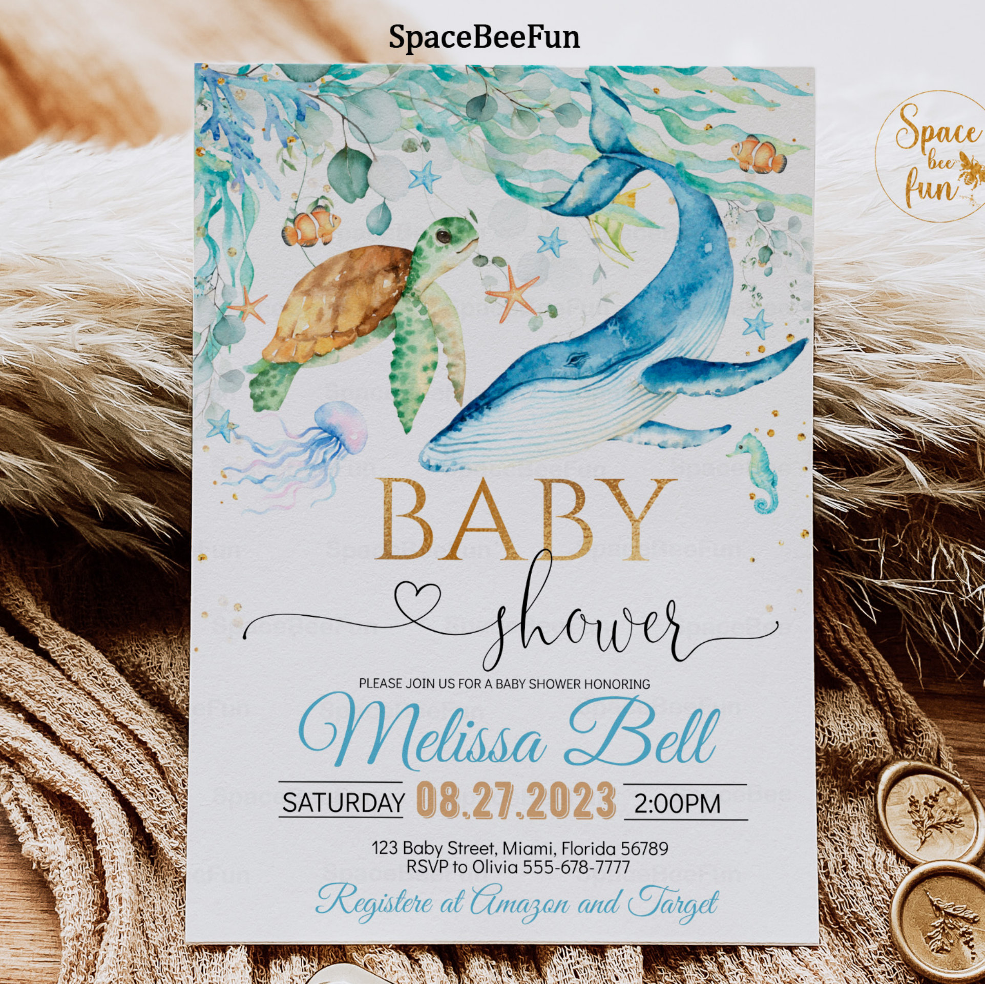 Under the Sea Baby Shower Invitation Boy Ocean