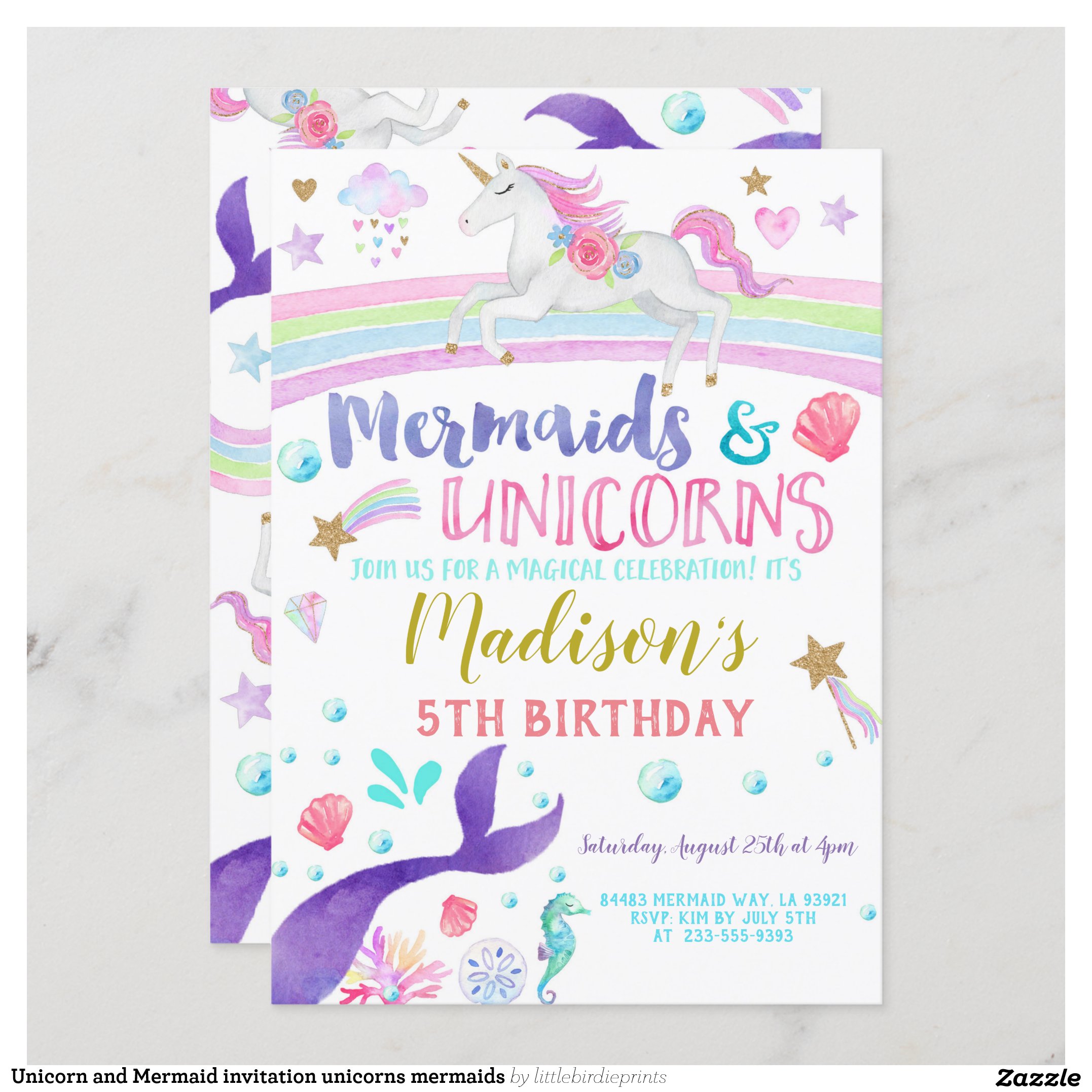Unicorn and Mermaid invitation unicorns mermaids