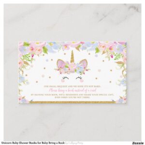 Unicorn Baby Shower Books for Baby Bring a Book Enclosure Card