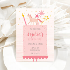 Unicorn Birthday Cake Invitation