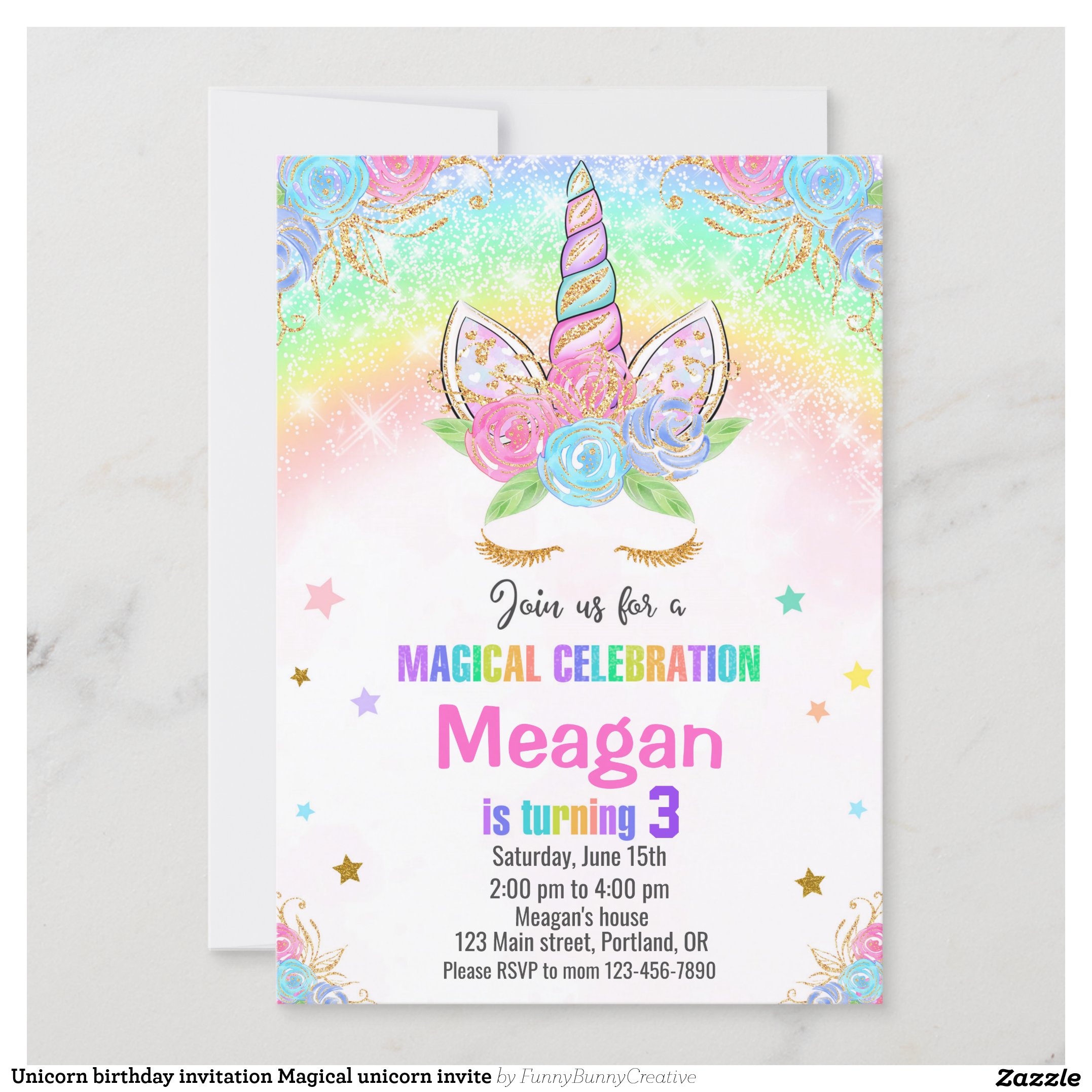 Unicorn birthday invitation Magical unicorn invite