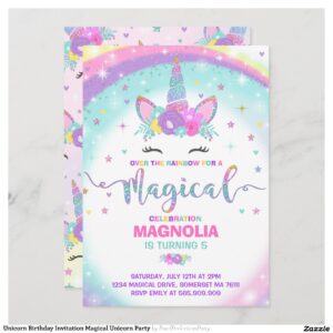 Unicorn Birthday Invitation Magical Unicorn Party