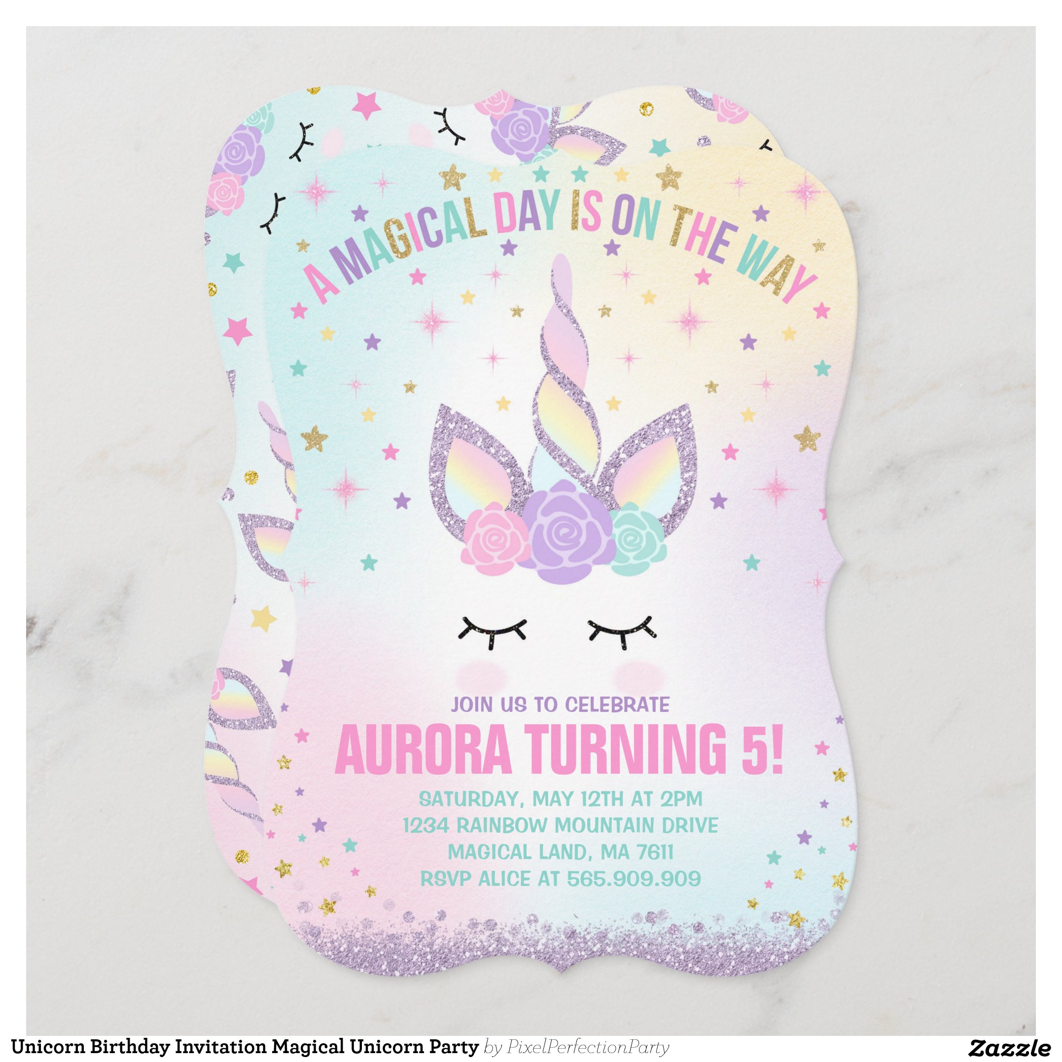 Unicorn Birthday Invitation Magical Unicorn Party