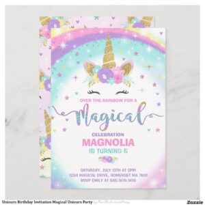 Unicorn Birthday Invitation Magical Unicorn Party