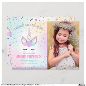Unicorn Birthday Invitation Magical Unicorn Party