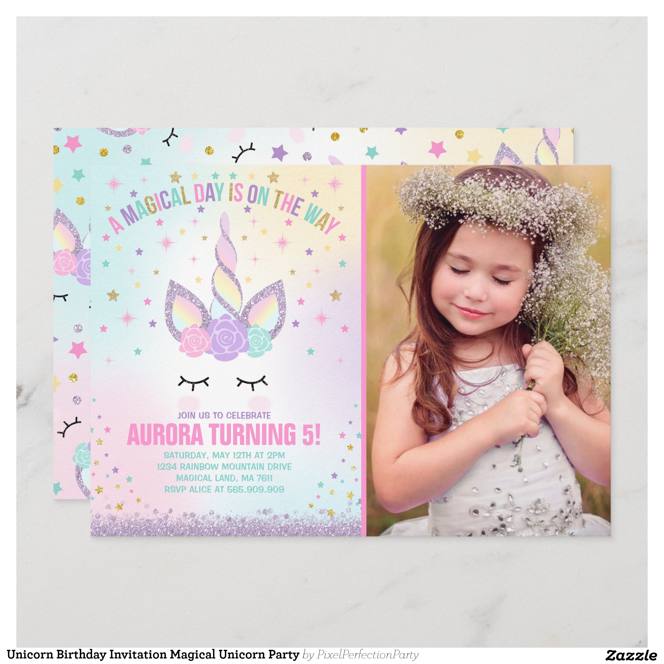 Unicorn Birthday Invitation Magical Unicorn Party