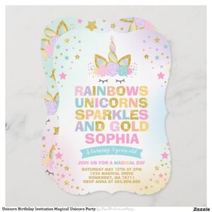 Unicorn Birthday Invitation Magical Unicorn Party
