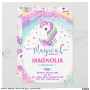 Unicorn Birthday Invitation Magical Unicorn Party
