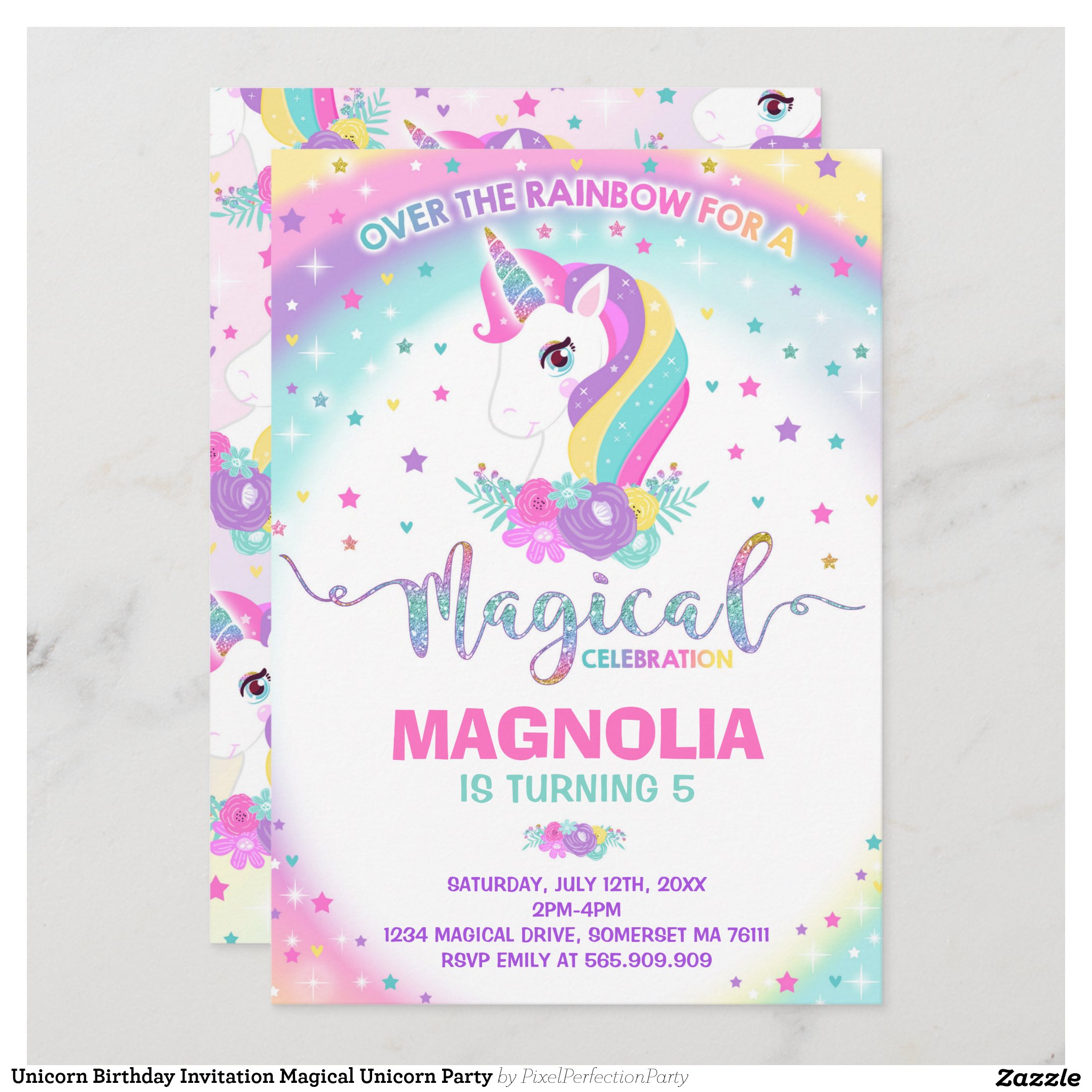 Unicorn Birthday Invitation Magical Unicorn Party
