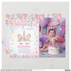 Unicorn Birthday Invitation Magical Unicorn Party