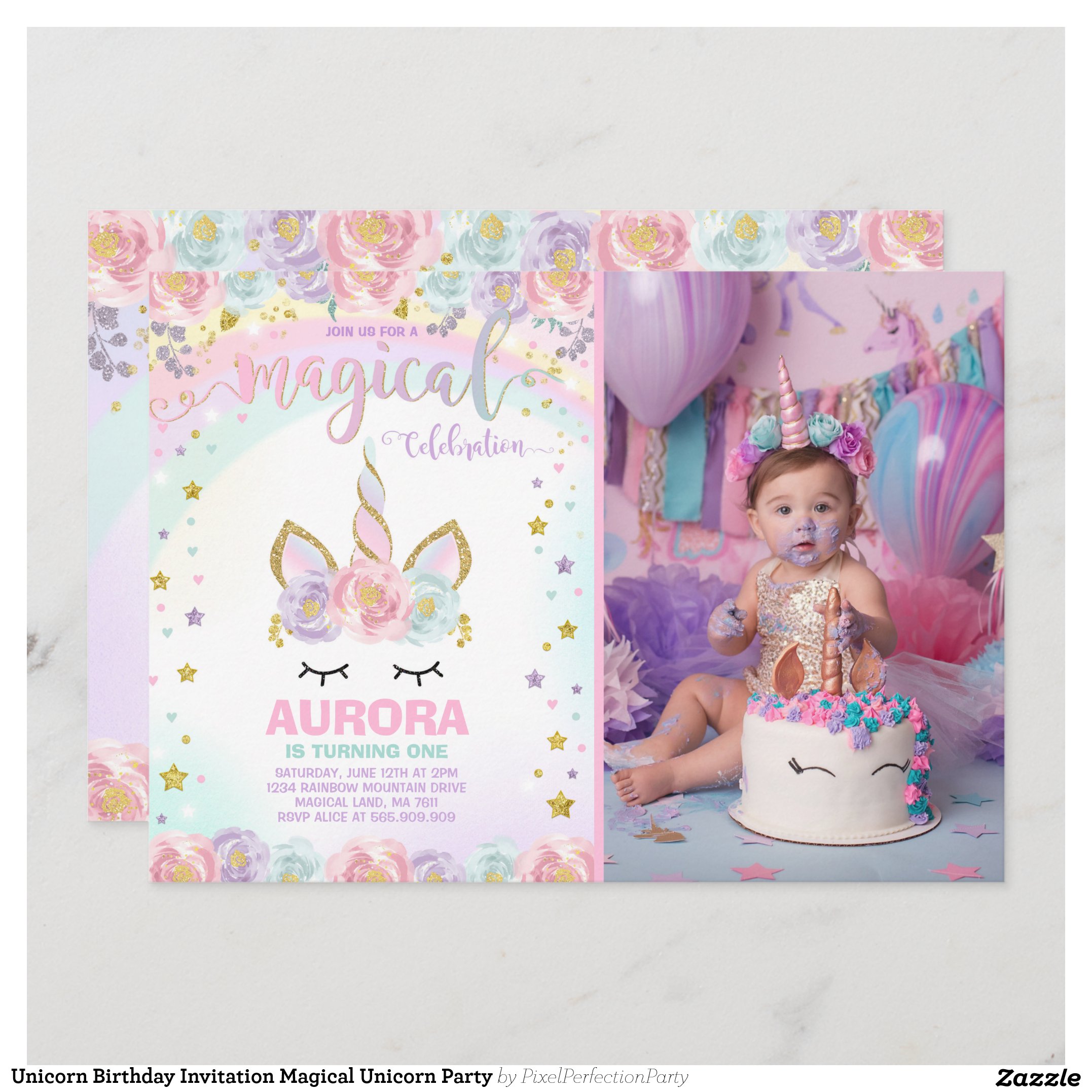 Unicorn Birthday Invitation Magical Unicorn Party