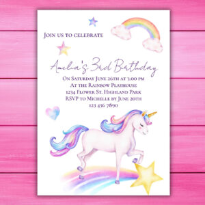 Unicorn Birthday Invitation Unicorn Birthday Party