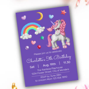 Unicorn Birthday Invitation - Unicorn Party