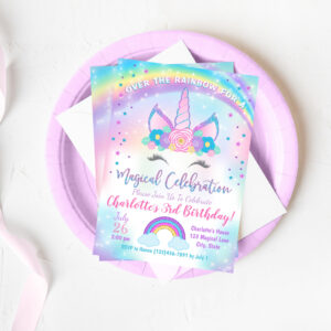 Unicorn Birthday Invitation, Unicorn Party Invite