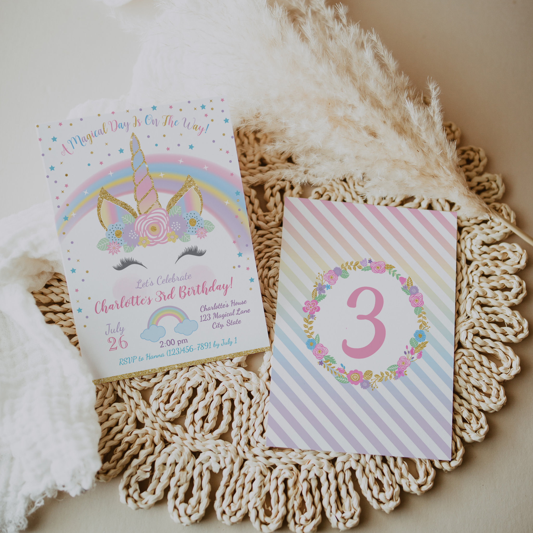 Unicorn Birthday Invitation, Unicorn Party Invite