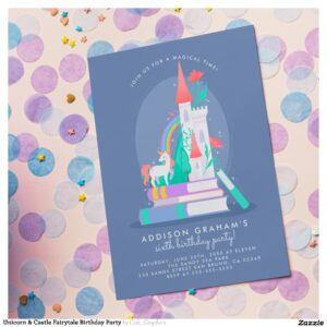 Unicorn & Castle Fairytale Birthday Party Invitation