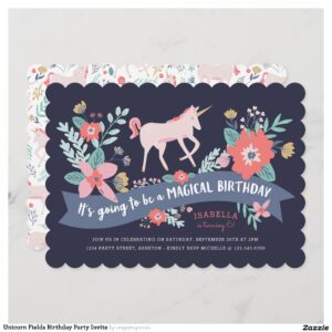 Unicorn Fields Birthday Party Invite