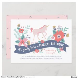 Unicorn Fields Birthday Party Invite