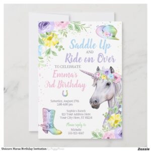 Unicorn Horse Birthday Invitation