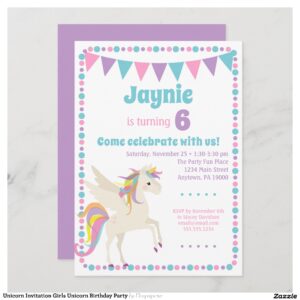 Unicorn Invitation Girls Unicorn Birthday Party