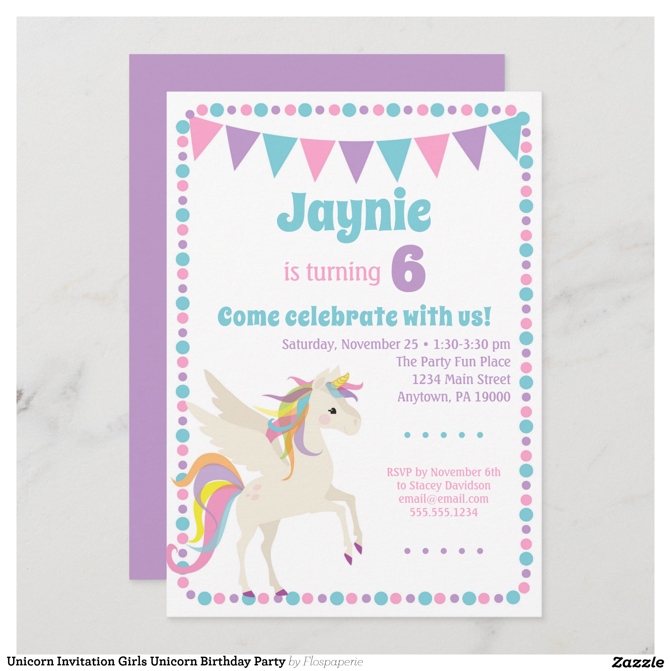 Unicorn Invitation Girls Unicorn Birthday Party