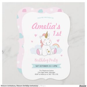 Unicorn invitations, Unicorn birthday invitations