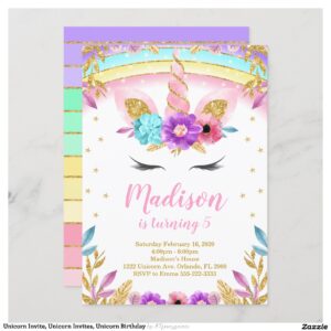 Unicorn Invite, Unicorn Invites, Unicorn Birthday Invitation
