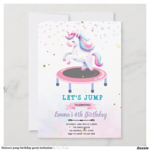 Unicorn jump birthday party invitation
