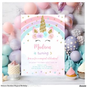 Unicorn Rainbow Magical Birthday Invitation