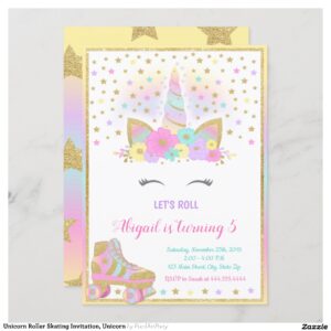 Unicorn Roller Skating Invitation, Unicorn Invitation