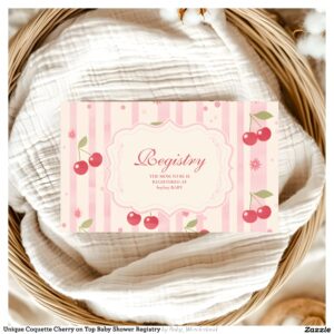Unique Coquette Cherry on Top Baby Shower Registry Enclosure Card