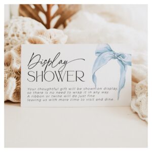 Unwrapped Gift Something Blue Bow Bridal Shower Enclosure Card
