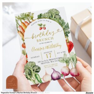 Vegetable Farmer's Market Birthday Brunch Invitation
