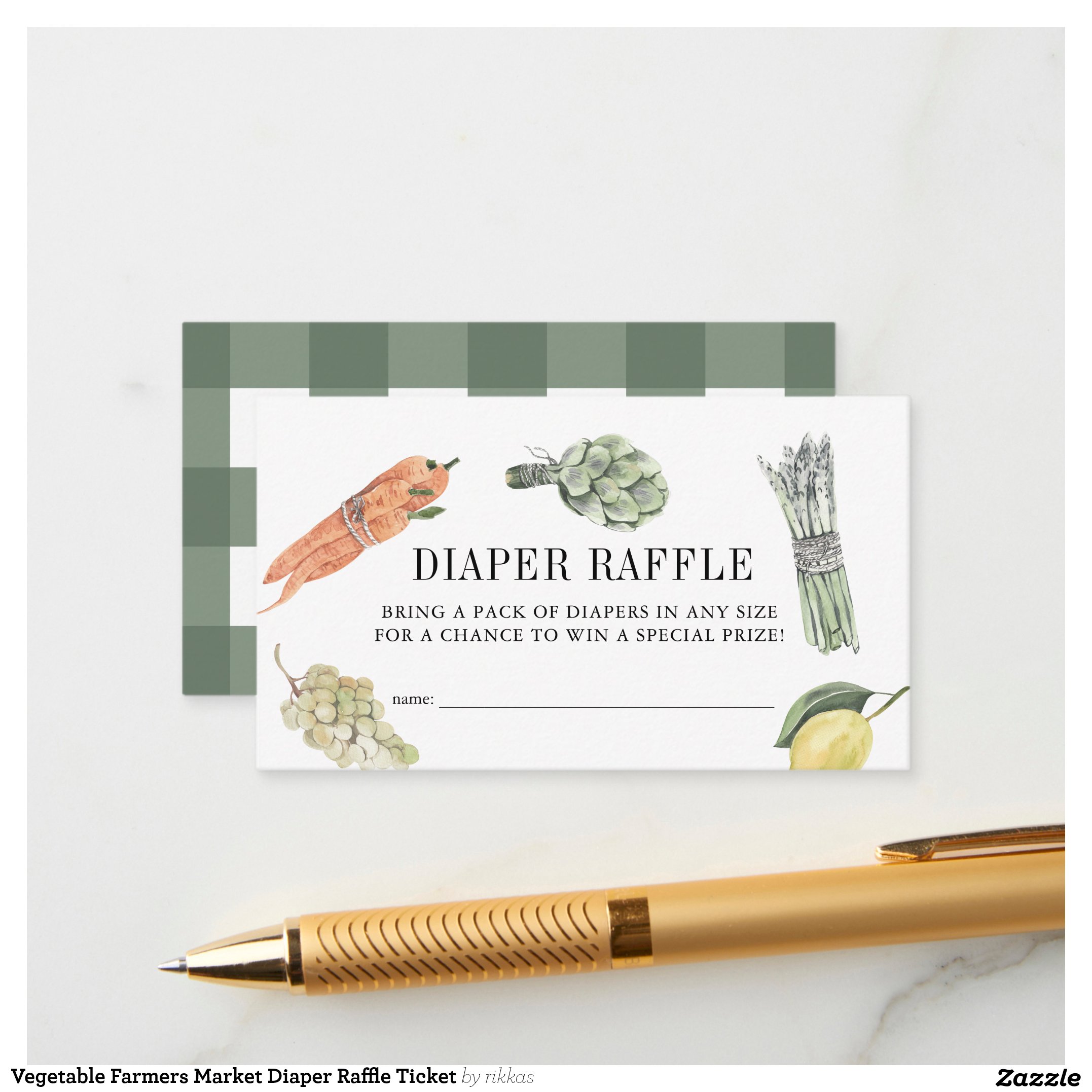 Vegetable Farmers Market Diaper Raffle Ticket Enclosure Card