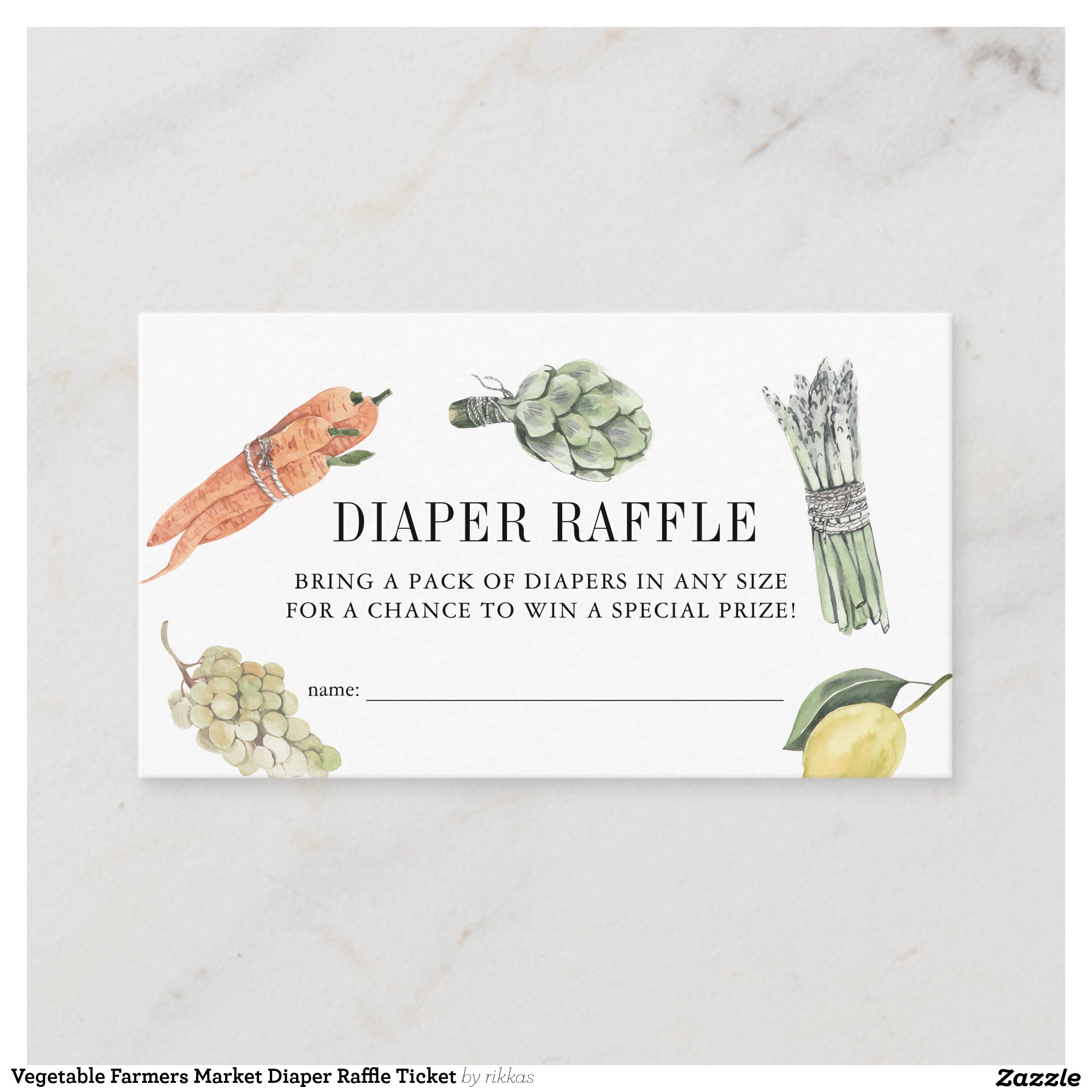 Vegetable Farmers Market Diaper Raffle Ticket Enclosure Card