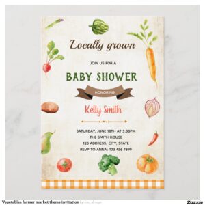 Vegetables farmer market theme invitation