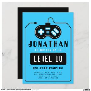 Video Game Truck Birthday Invitation